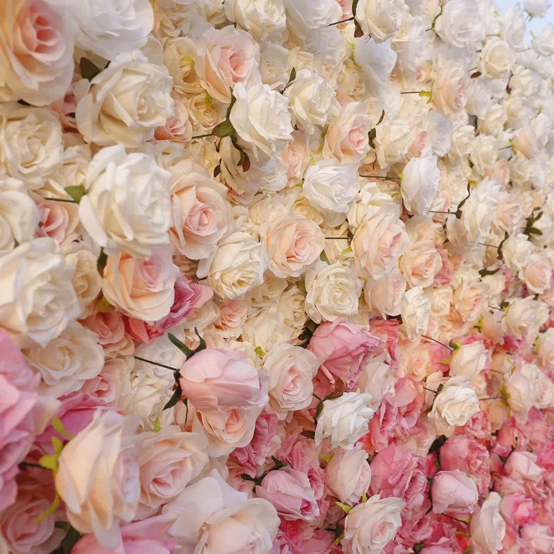 5D Luxury White and Red Gradient Rose Artificial Flower Wall